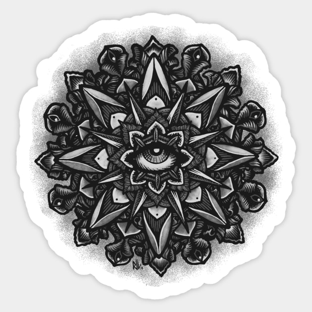 Dharma Wheel Mandala Eye Sticker by Roberto Jaras Lira